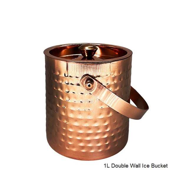 Hammered Copper Double Wall Ice Bucket 1L