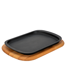 Load image into Gallery viewer, Lava Rectangular Cast Iron Plate With Wooden Base 32x20cm
