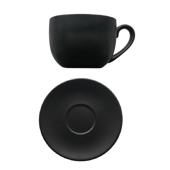 Nova Matt Black 220ml Cups and 14cm Saucers (Packs Sizes)