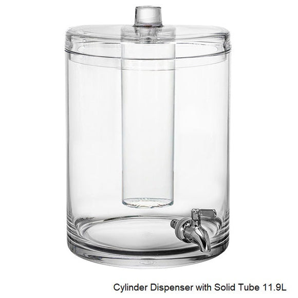 NEW Polycarbonate Cylinder Dispenser with Solid Tube 11.9L Pack of 1