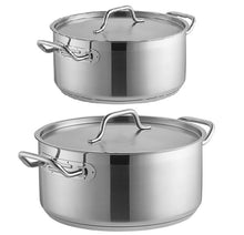 Load image into Gallery viewer, Stainless Steel Low Casserole Pots with Lids
