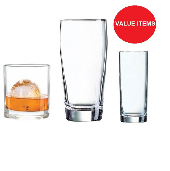 Thick Base Value Glassware (Pack Sizes) - Kings Pride Procurement